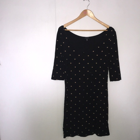 😍Le Chateau Black & Tan Polka Dot Dress 😍